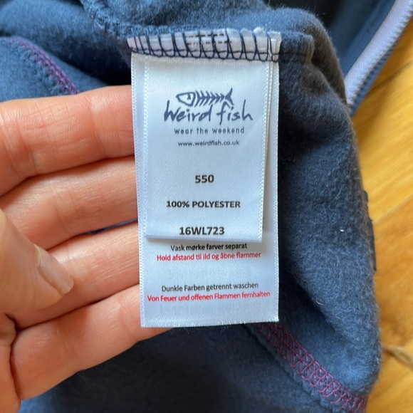 Weird Fish blue fleece with lavender trim and front zipper. - Picture 5 of 7